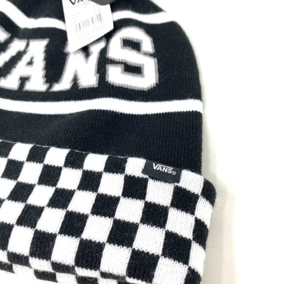 Vans WM Spirit Pom Black Checker Beanie Skateboarding Hat Women Men VN0A5LG3BLK - Picture 7 of 9